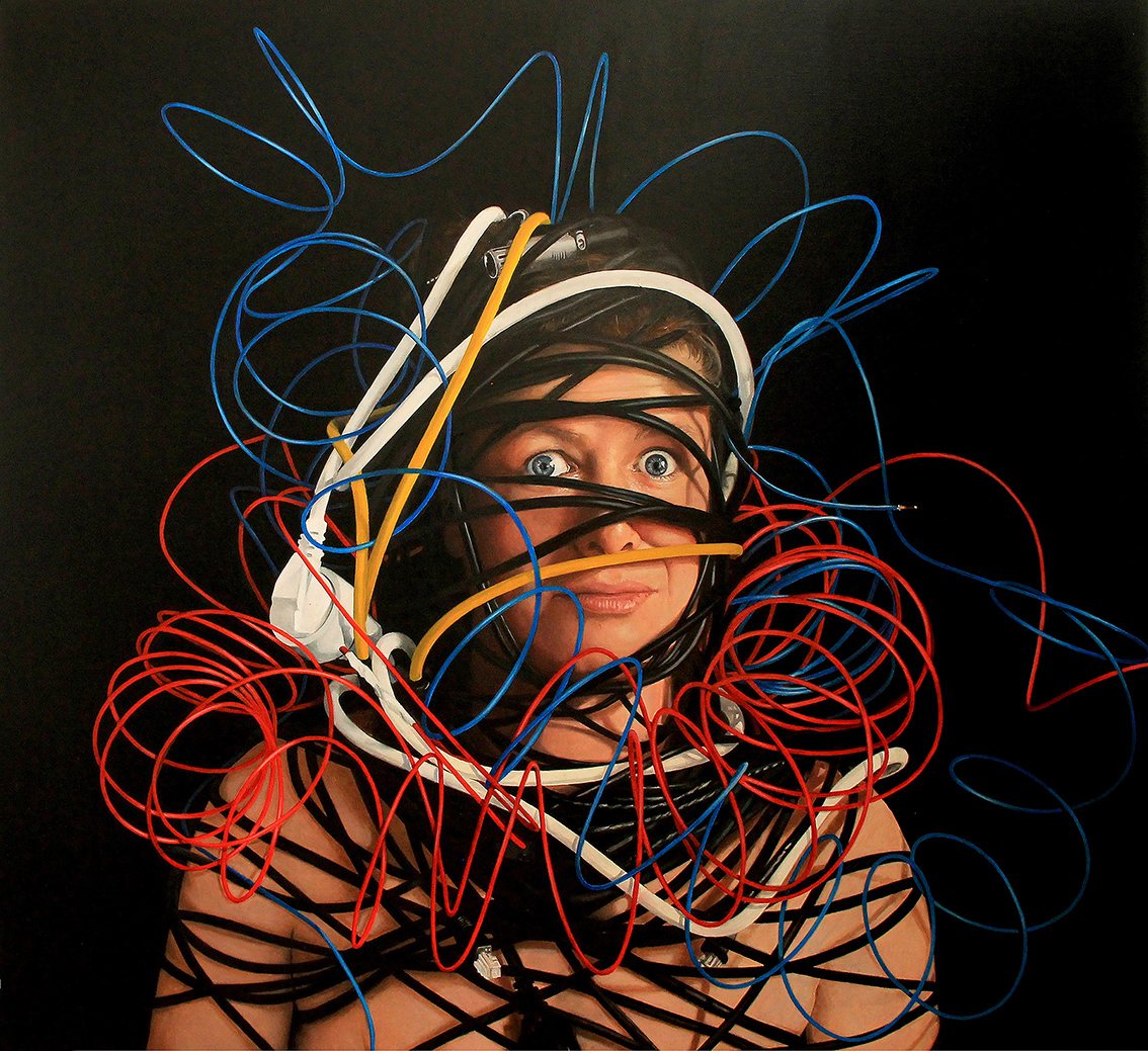 Figurative, realistic painting of Lorelinde Hoet